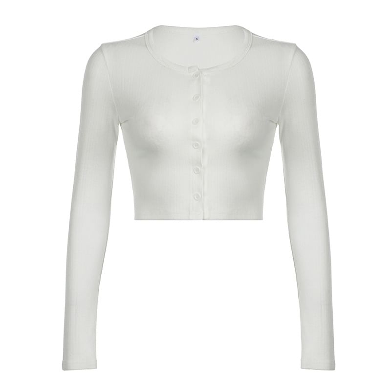 Long Sleeve Pointelle Slim Fit Crop Knit