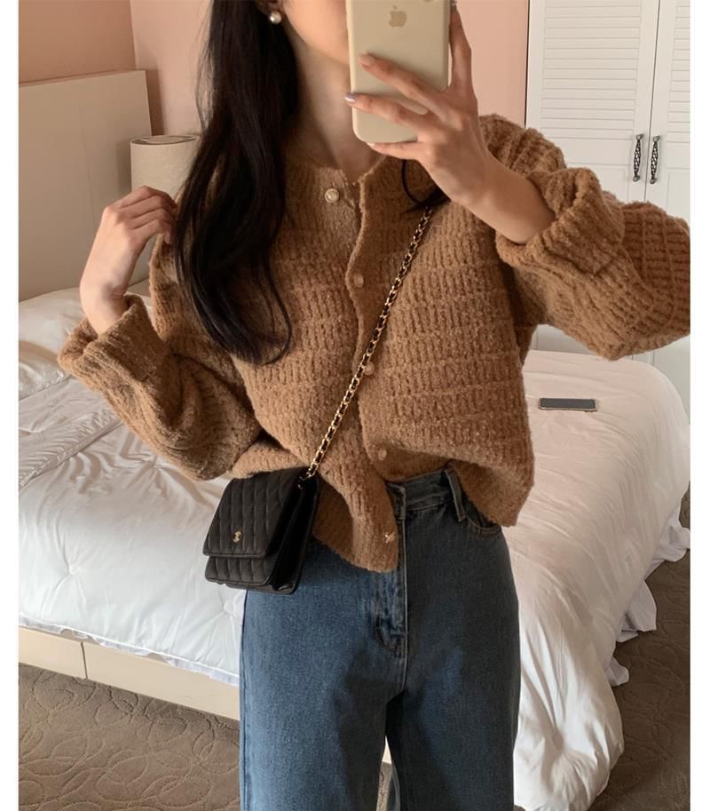 Crew Neck Button Cardigan