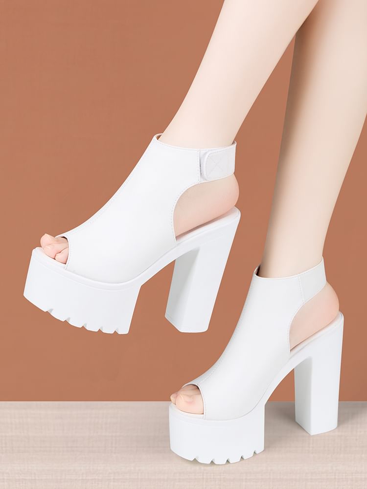 Peep Toe Platform Chunky Heel Sandals