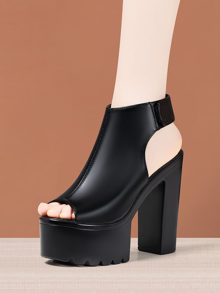 Peep Toe Platform Chunky Heel Sandals