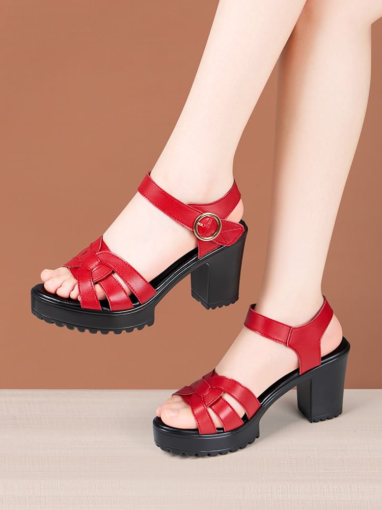 Strappy Chunky Heel Sandals