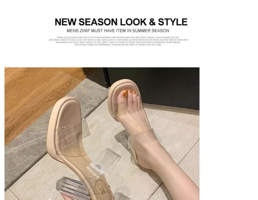 Clear Thick High Heel Mules