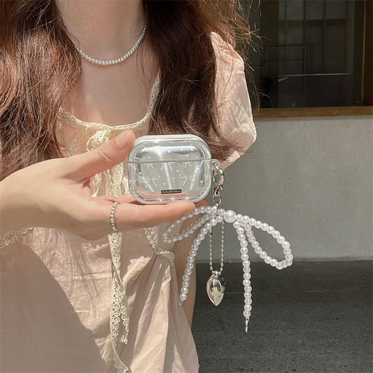 Bow AirPods / Pro Earphone Case Skin / Faux Pearl Bow Charm / Set