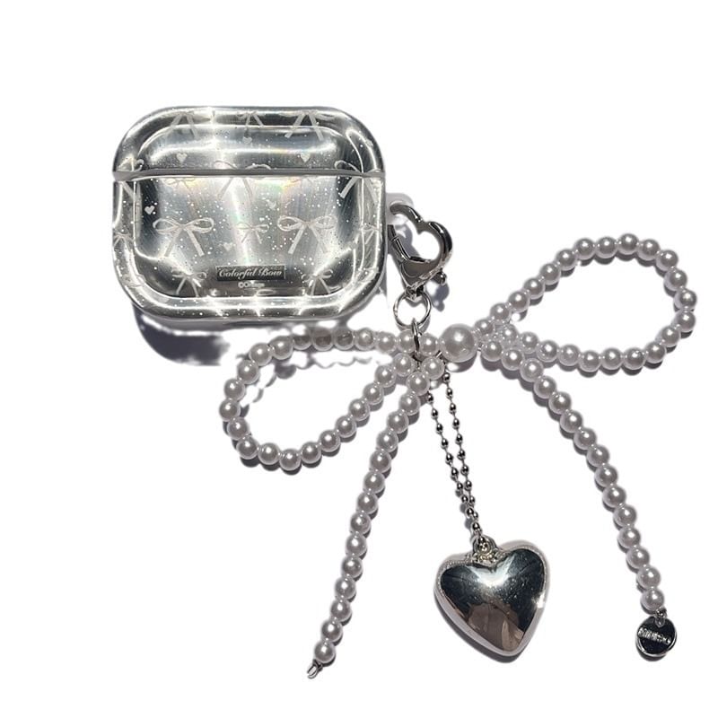 Bow AirPods / Pro Earphone Case Skin / Faux Pearl Bow Charm / Set