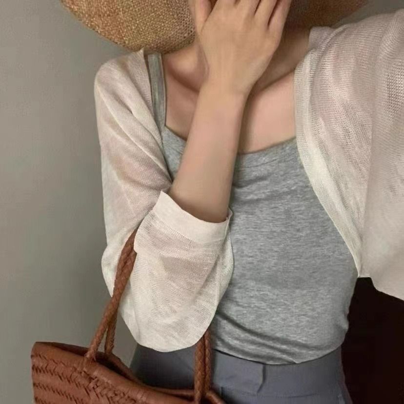 Cropped Open Front Knit Cardigan