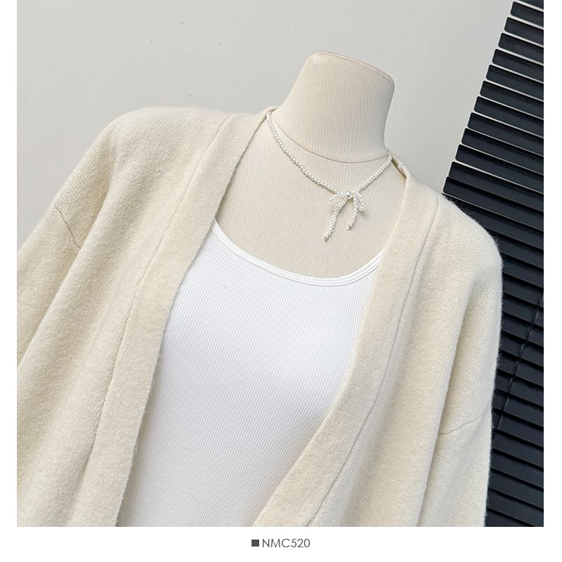 Open Front V-Neck Long Cardigan