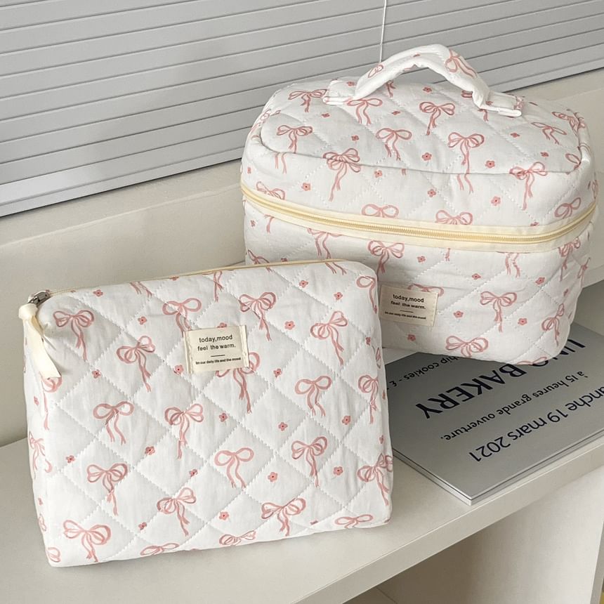 Bow Fabric Makeup Bag / Clutch / Pencil Case (Various Designs)