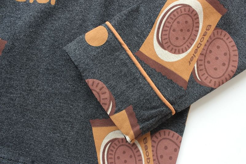 Couple Matching Pajama Set: Long-Sleeve Print Top + Pants (Various Designs)