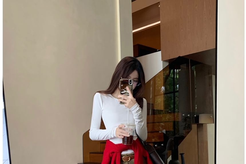 Cable Knit Button-Up Crop Cardigan & T-Shirt & Wide Leg Pants Set