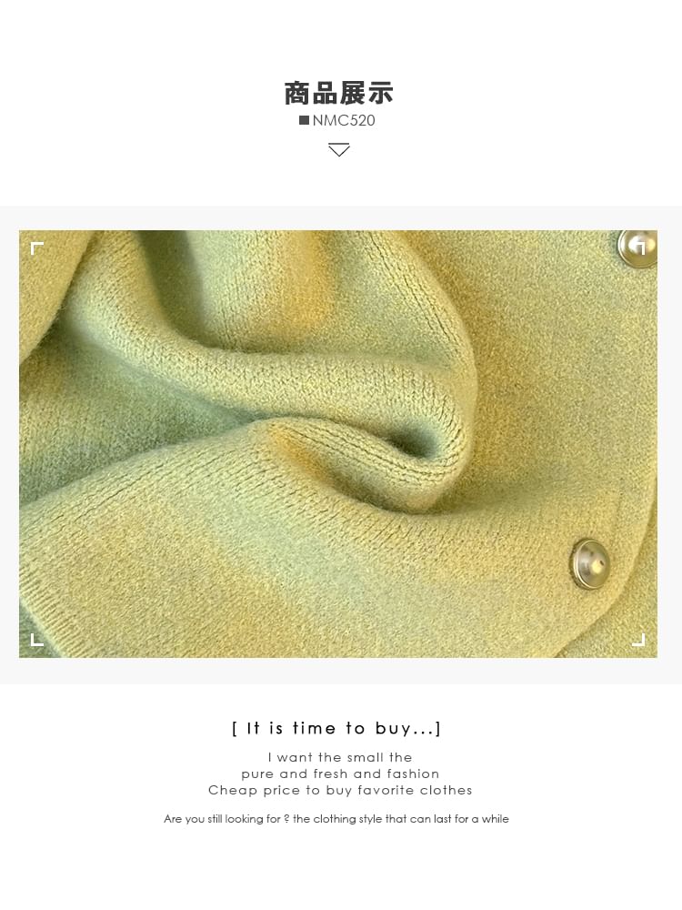 Pearl-Button Round-Neck Cardigan in 8 Colors