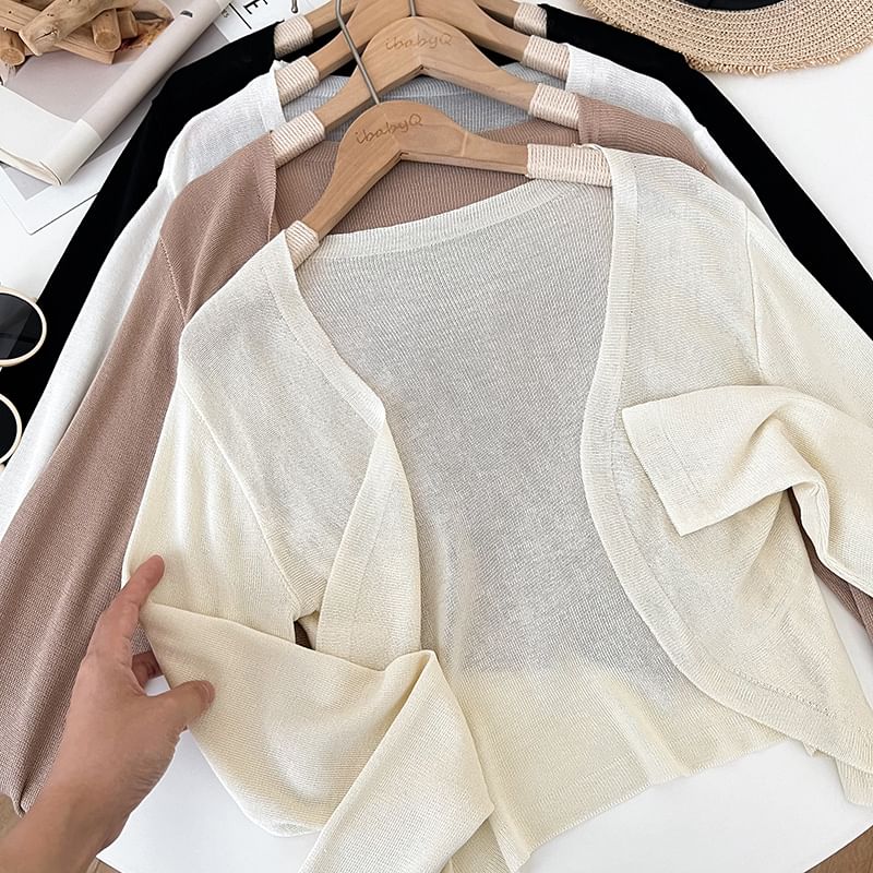 Plain Open Front Cardigan