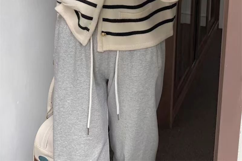 Striped Round Neck Cropped Cardigan