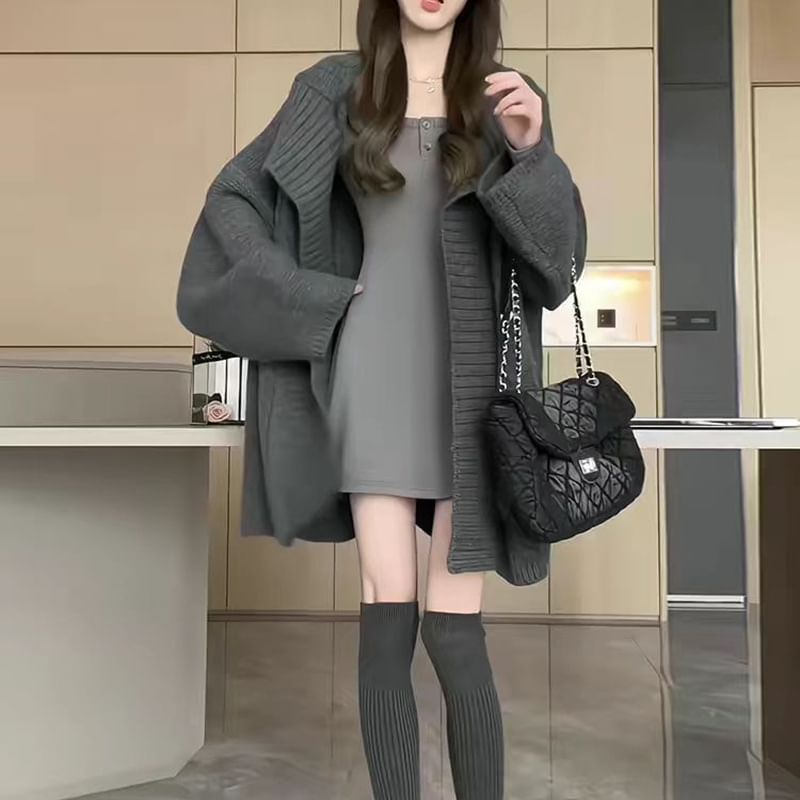 Open Front Solid Longline Knit Jacket
