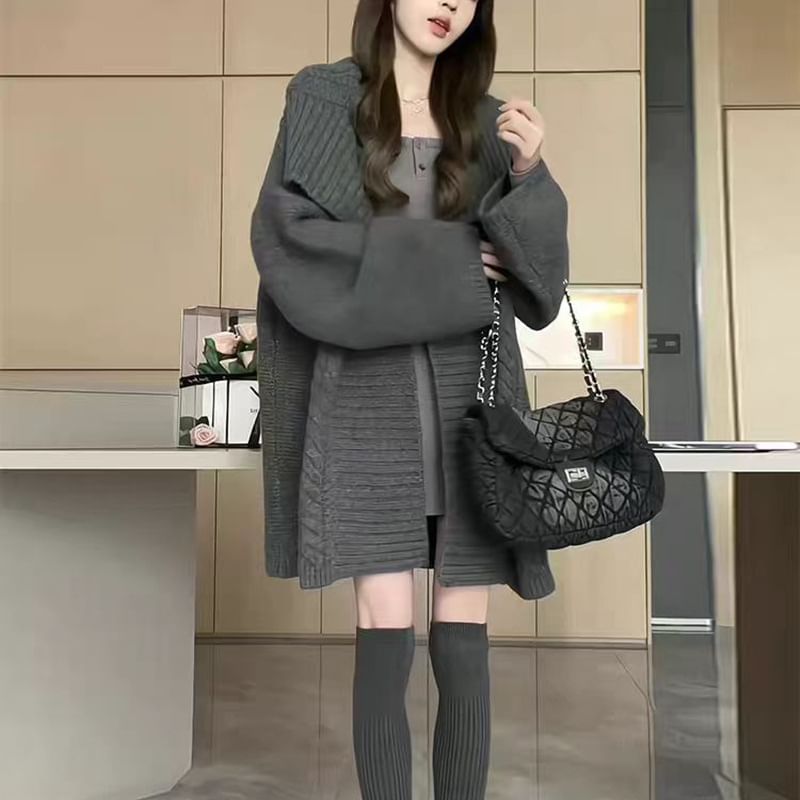 Open Front Solid Longline Knit Jacket