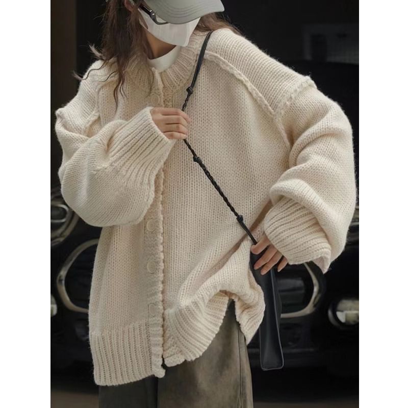 Relaxed Crew Neck Solid Oversized Sweater
