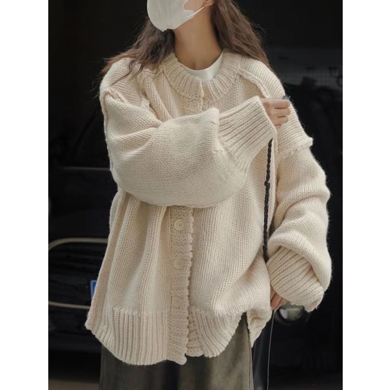 Relaxed Crew Neck Solid Oversized Sweater