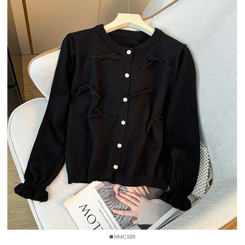 Bow-Embellished Crew Neck Sweater in 5 Shades
