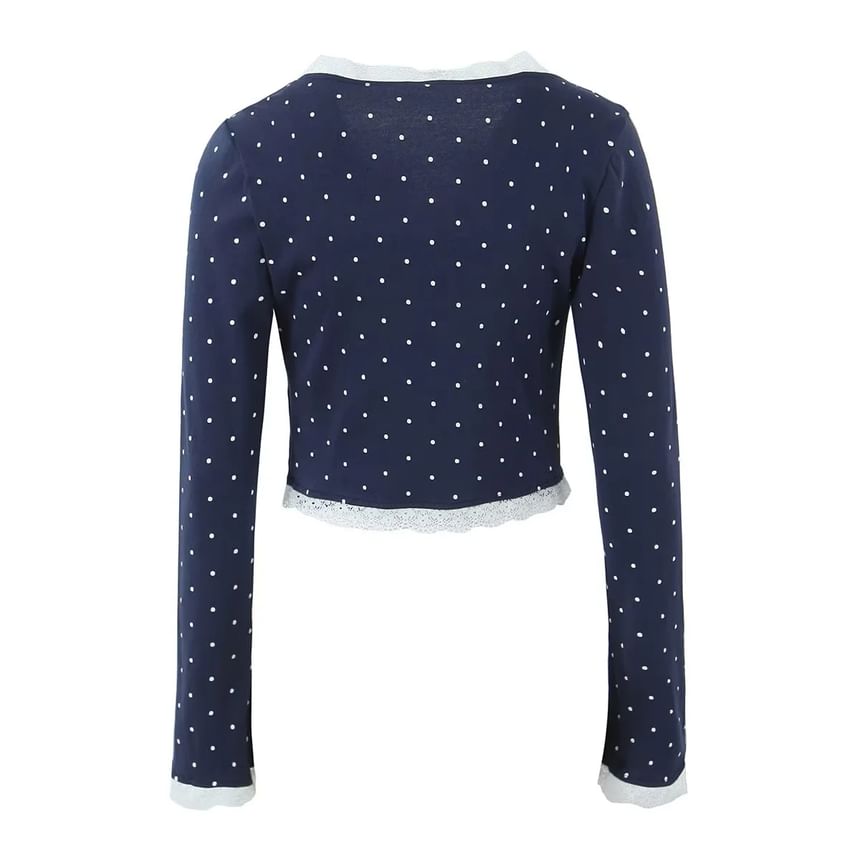 Set: Polka Dot Lace Trim Cardigan + Camisole