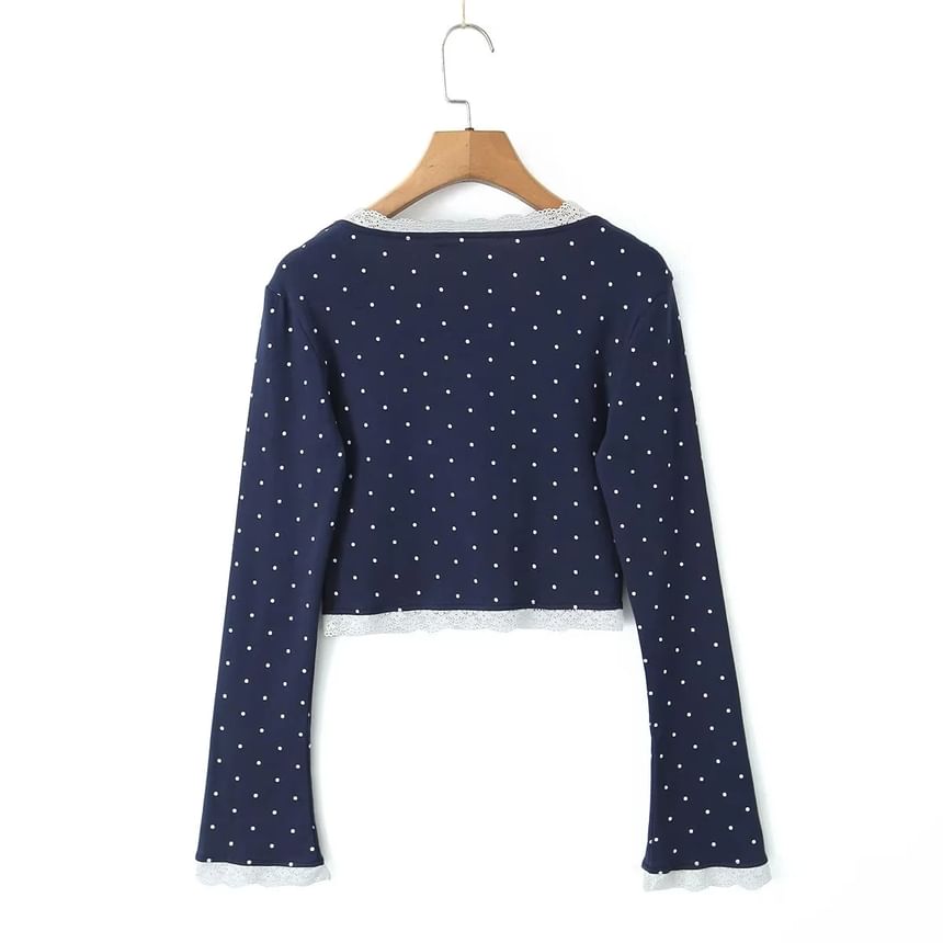 Set: Polka Dot Lace Trim Cardigan + Camisole