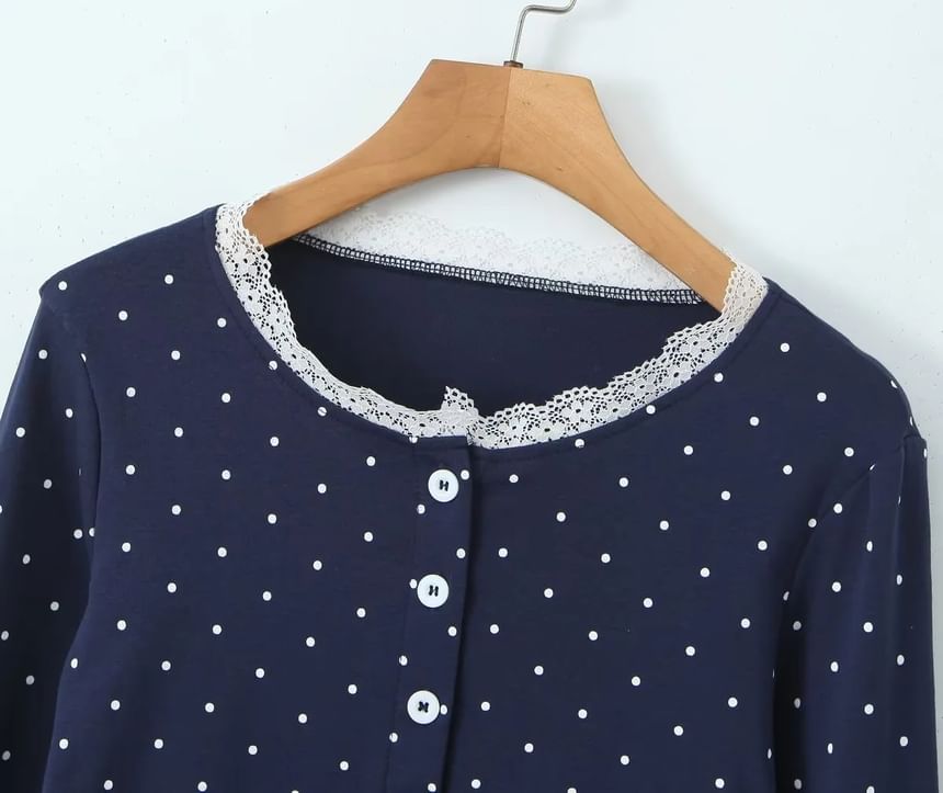 Set: Polka Dot Lace Trim Cardigan + Camisole