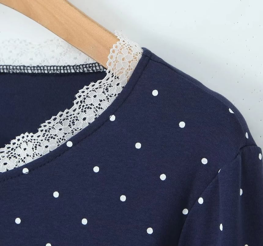 Set: Polka Dot Lace Trim Cardigan + Camisole