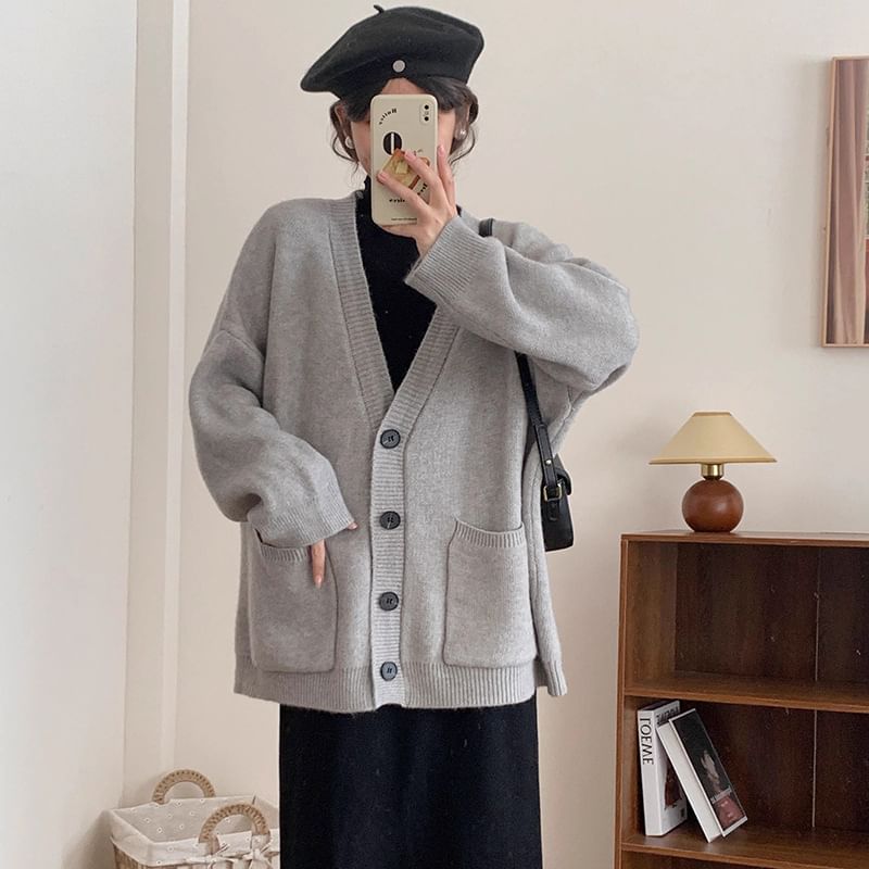 Classic V-Neck Solid Knit Sweater