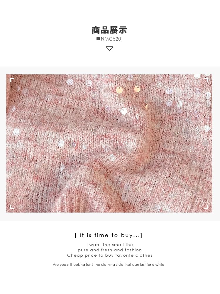 Sequined V-Neck Open Front Sweater