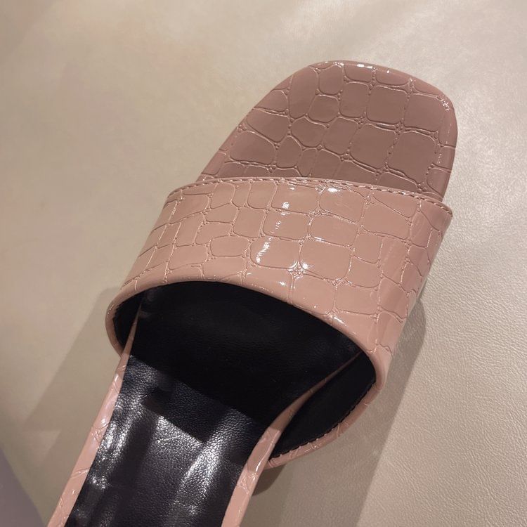 Low Heel Faux Leather Sandals