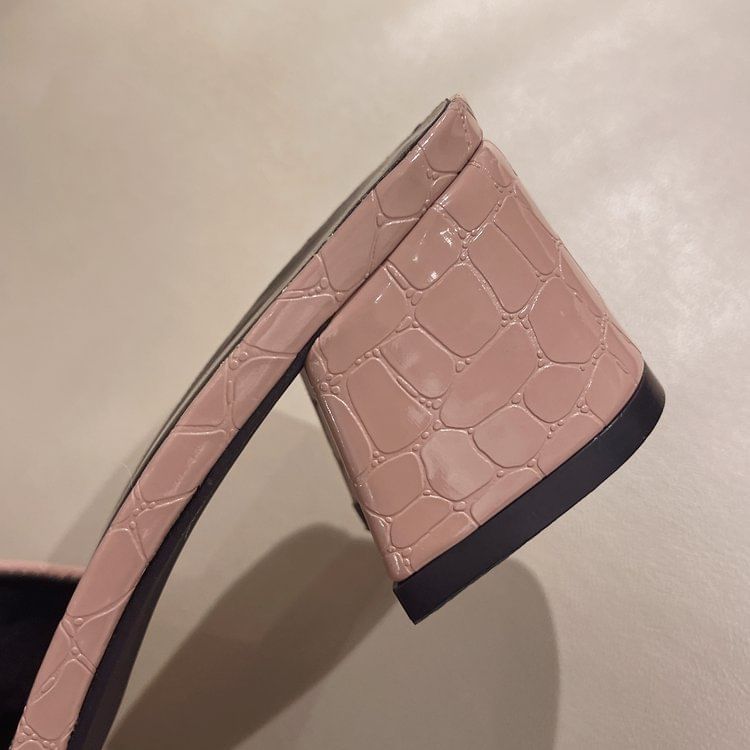 Low Heel Faux Leather Sandals