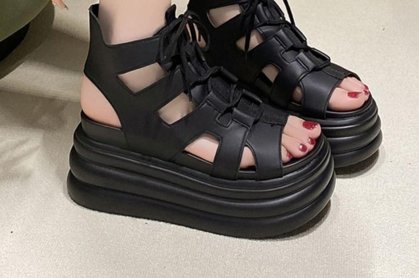 Lace-Up Platform Sandals