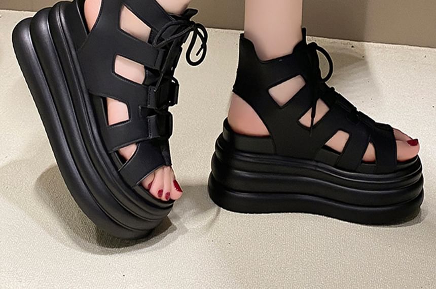 Lace-Up Platform Sandals