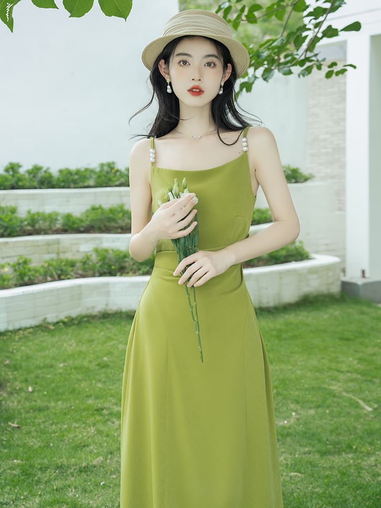 Spaghetti Strap A-Line Maxi Dress with Light Jacket Set