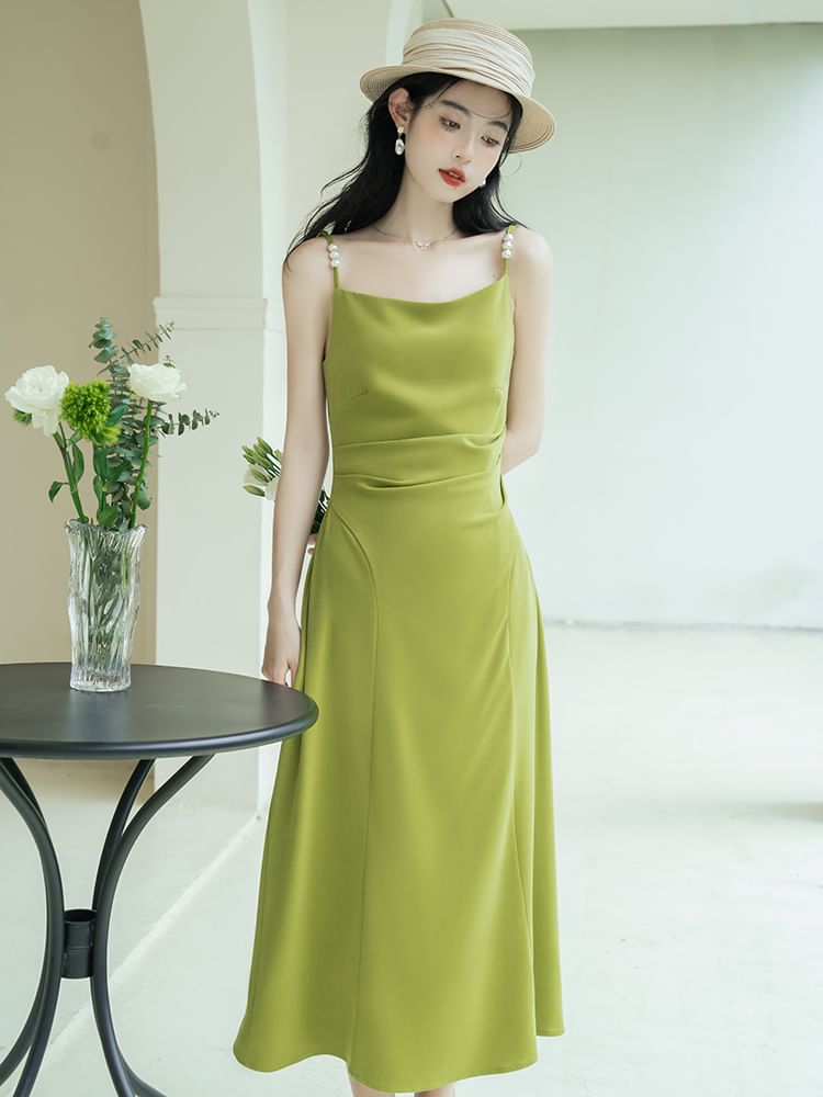 Spaghetti Strap A-Line Maxi Dress with Light Jacket Set