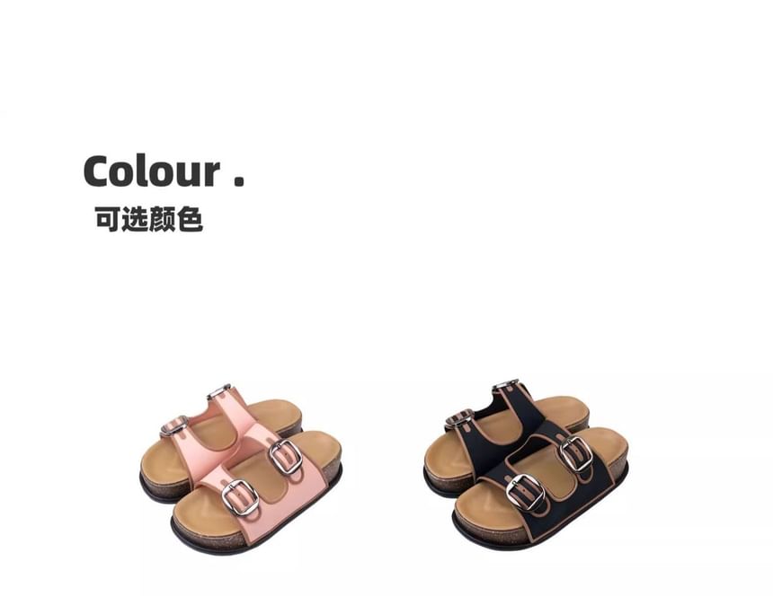 Buckled Platform Slide Sandals