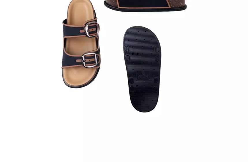 Buckled Platform Slide Sandals