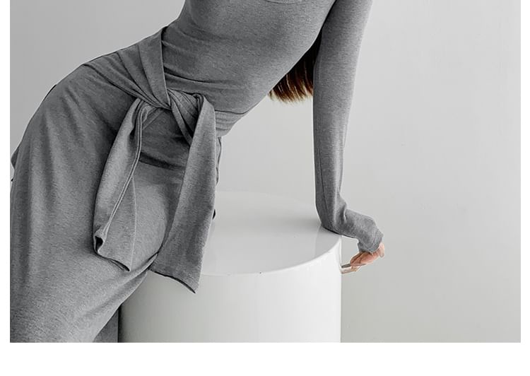 Tie-Waist Square-Neck Maxi T-Shirt Dress