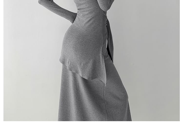 Tie-Waist Square-Neck Maxi T-Shirt Dress