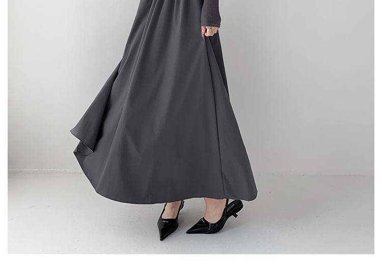 Square-Neck Two-Tone A-Line Maxi Dress