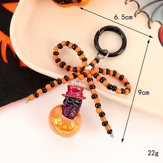 Halloween Bow Bead Bag Charm Keyring (Various Designs)