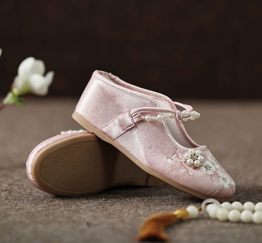 Beaded Wedge-Heel Mules