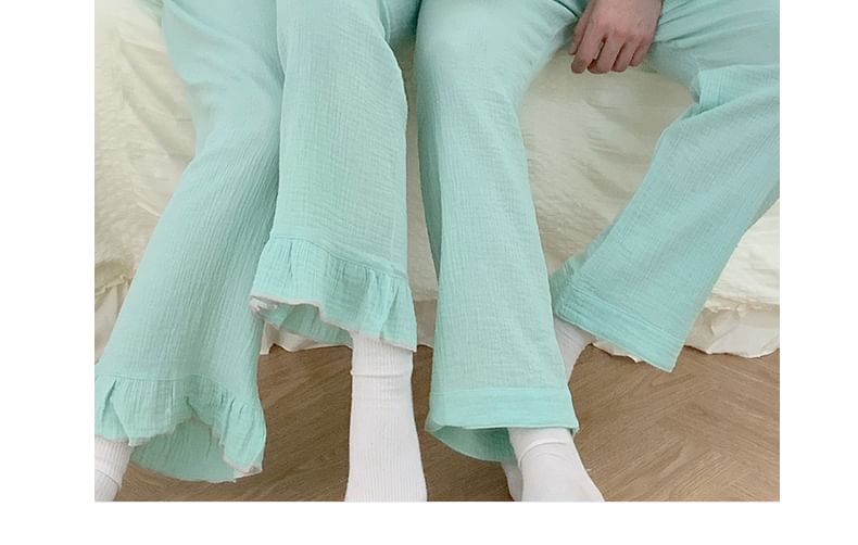 Couple Matching Pajama Set: Long-Sleeve Top + Pants