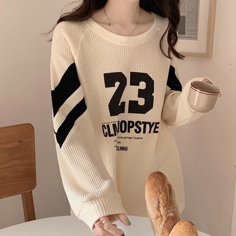 Couple Matching Pajama Set: Long-Sleeve Numbering Top + Pants