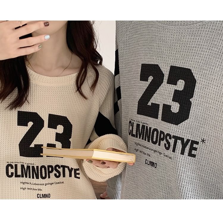 Couple Matching Pajama Set: Long-Sleeve Numbering Top + Pants