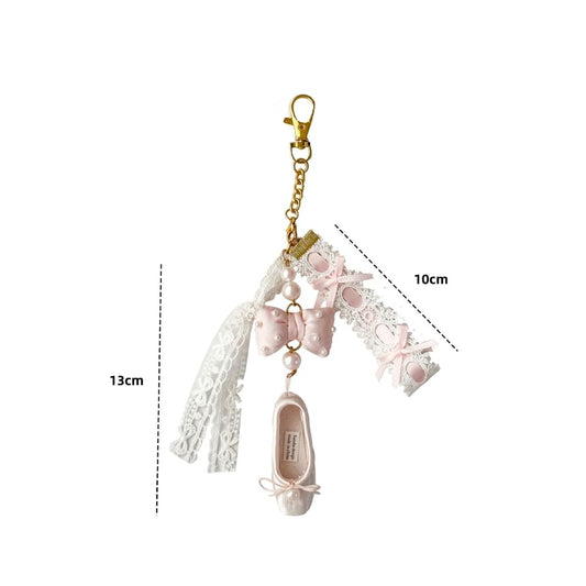 Bow Ballet Shoe Lace Bag Charm Keyring