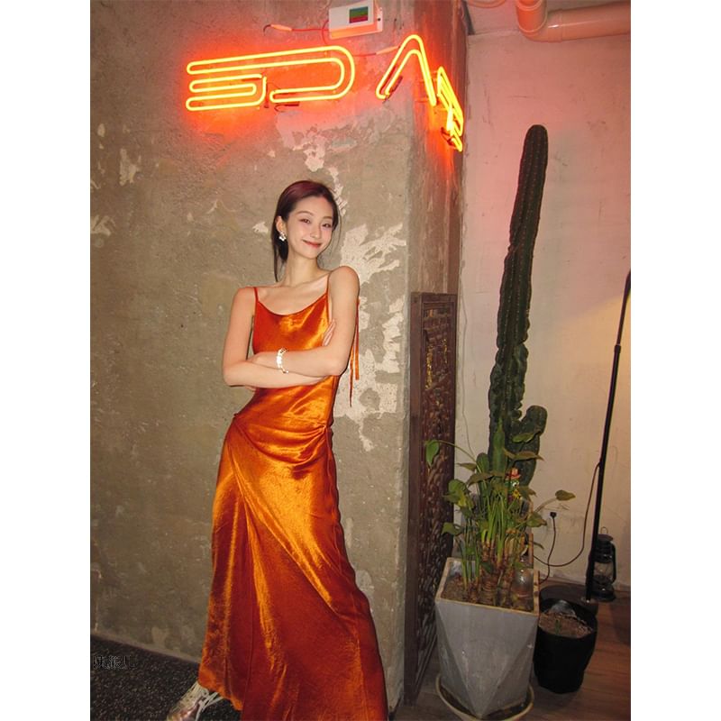 Spaghetti Strap Side-Slit Maxi Sundress