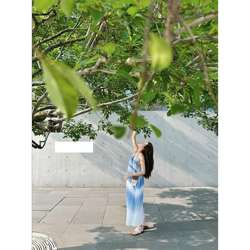 Gradient Spaghetti Strap Maxi Sundress
