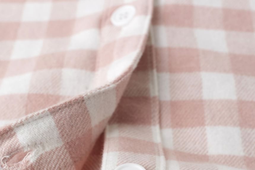 Couple Matching Pajama Set: Long-Sleeve Plaid Top + Pants