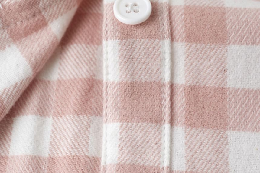 Couple Matching Pajama Set: Long-Sleeve Plaid Top + Pants