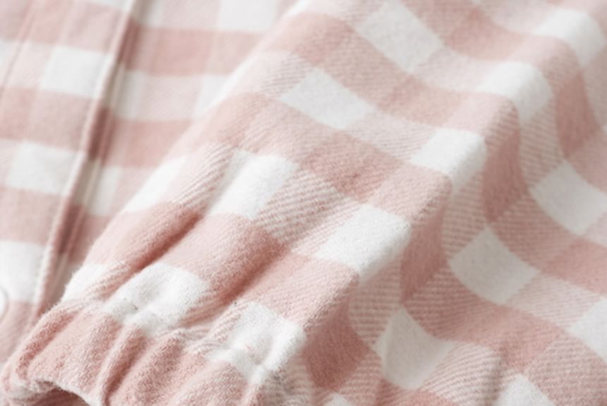 Couple Matching Pajama Set: Long-Sleeve Plaid Top + Pants