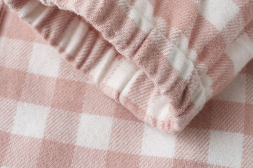 Couple Matching Pajama Set: Long-Sleeve Plaid Top + Pants